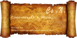 Cservenyák Nina névjegykártya